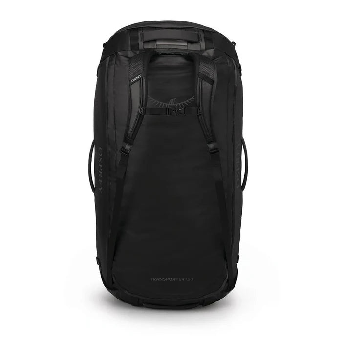 Back view of the Osprey Transporter Duffel 150 showing stowaway harness system