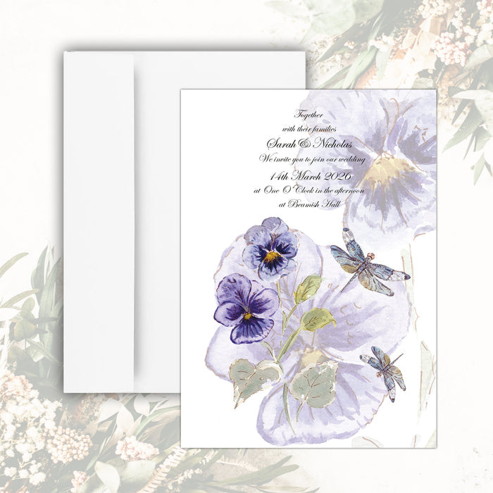 Pansies Wedding Invitation (White)