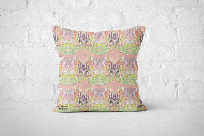 Peach Bluebells Garden Blooms Cushion
