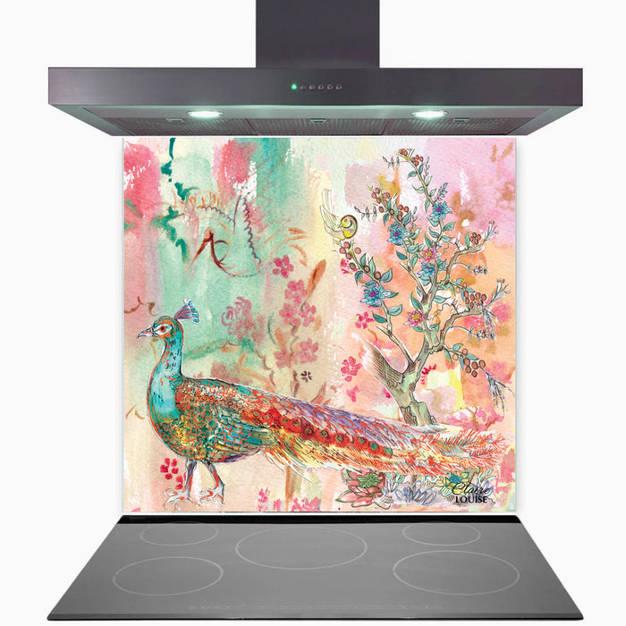 Peacock Kitchen Glass Splashback
