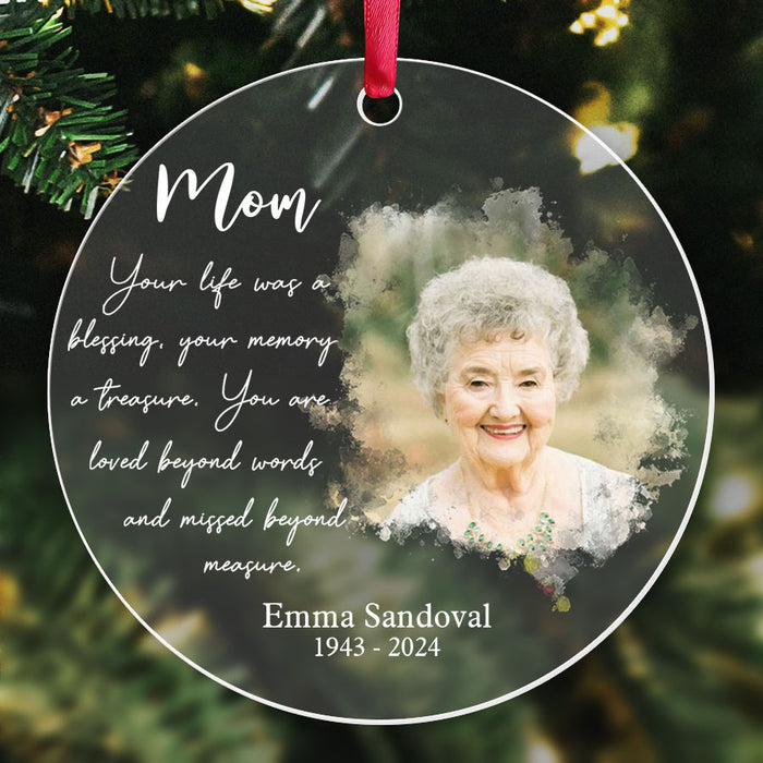 Personalized Memorial Christmas Ornaments | Your Life Was a Blessing Ornament