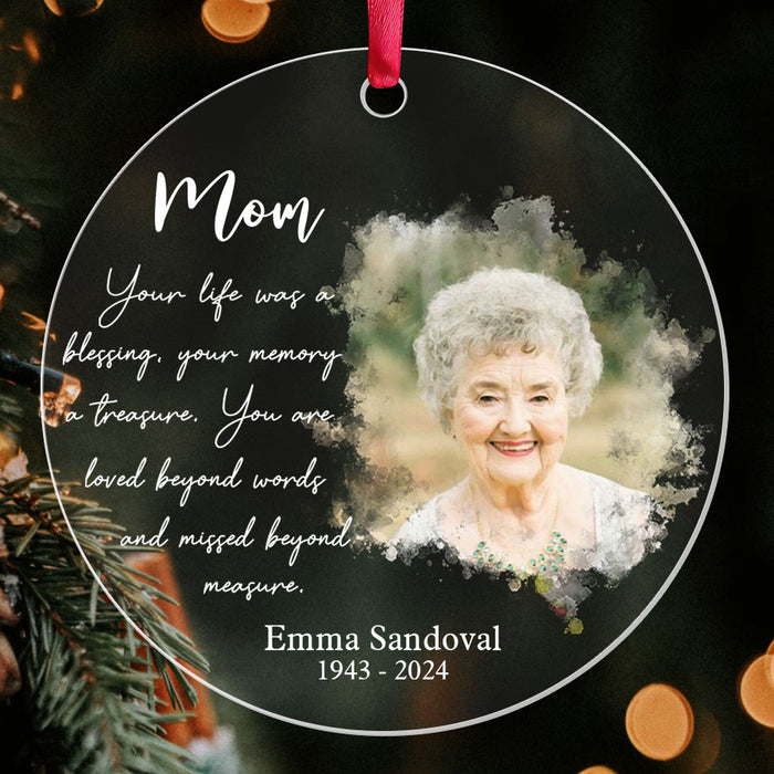 Personalized Memorial Christmas Ornaments | Your Life Was a Blessing Ornament