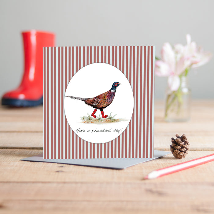 Pheasant In Boots Greeting Card - Pack of 6