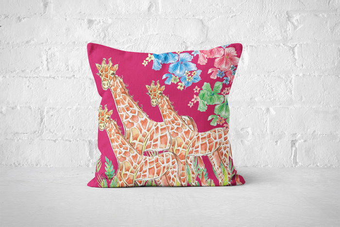 Pink Giraffes Cushion
