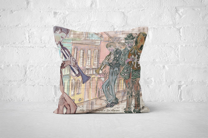 Play The Trumpets In Havana Cushion