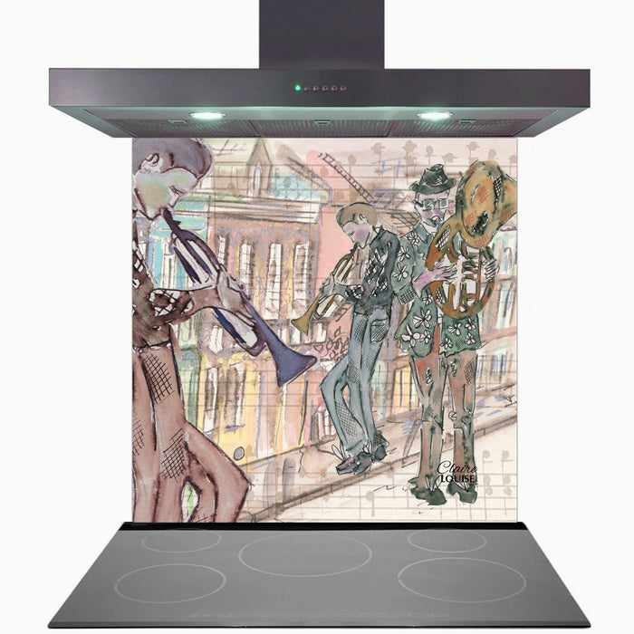 Play the Trumpets in Havana Kitchen Glass Splashback