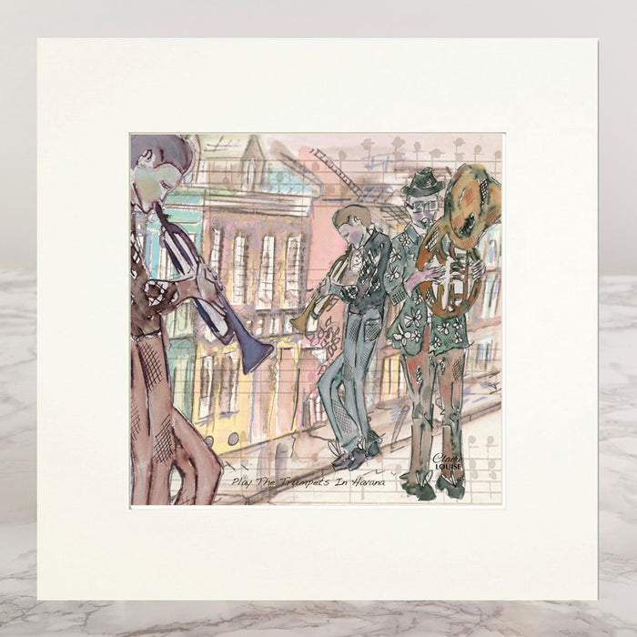 Play The Trumpets In Havana Mounted Print