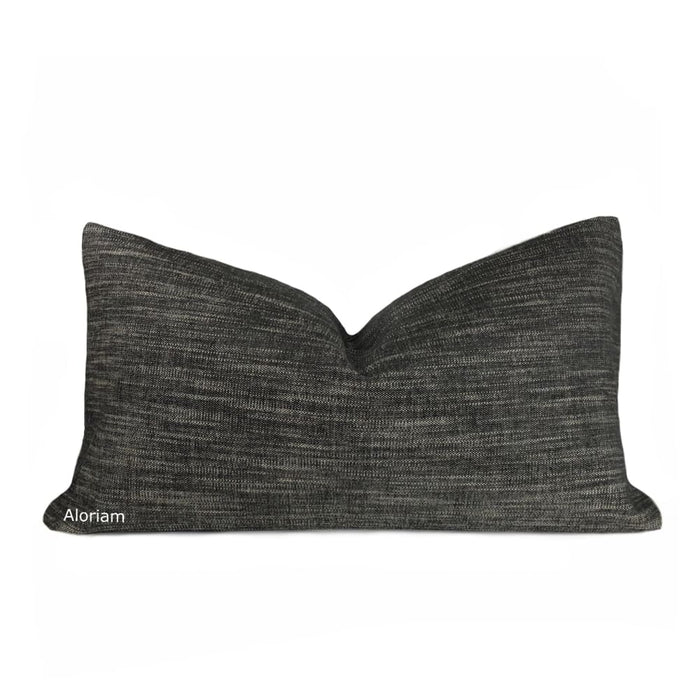 Presley Charcoal Gray Black Beige Tweed Pillow Cover - Aloriam