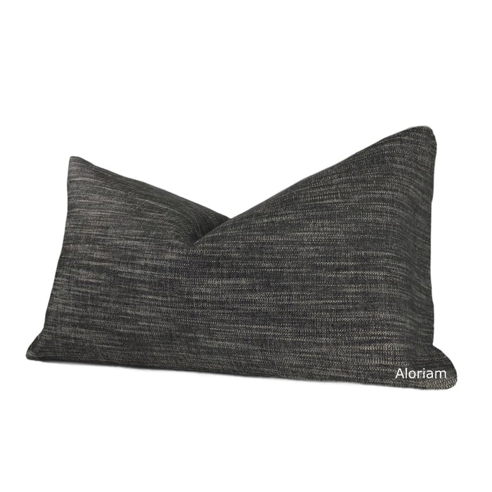 Presley Charcoal Gray Black Beige Tweed Pillow Cover - Aloriam