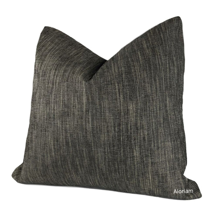 Presley Charcoal Gray Black Beige Tweed Pillow Cover - Aloriam