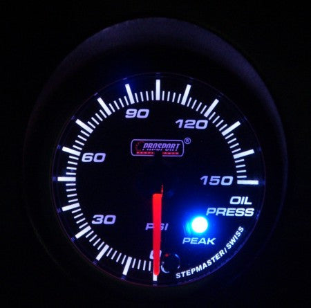 Prosport Premium Peak/Warning Oil Pressure Gauge - 52mm