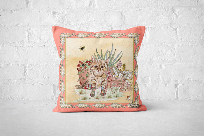 Pussycat Peach Bouquet Boots Cushion