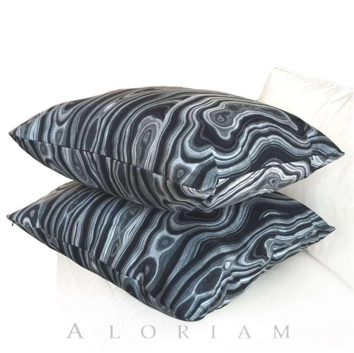 Robert Allen Malakos Abstract Geology Black Gray Pillow Cushion by Aloriam