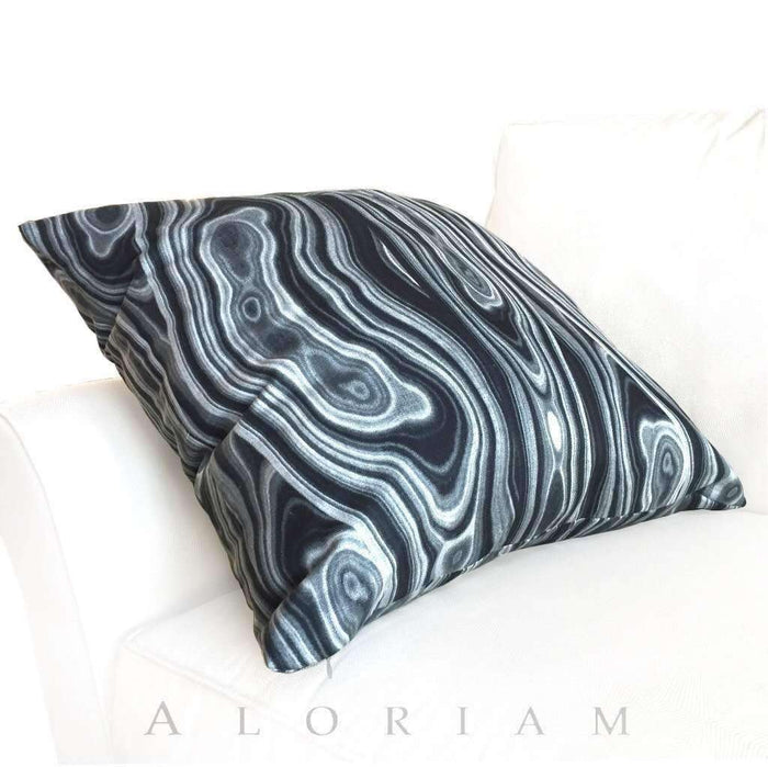 Robert Allen Malakos Abstract Geology Black Gray Pillow Cushion by Aloriam