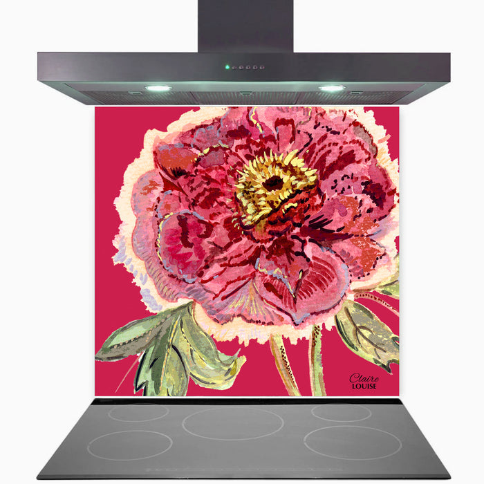 Romance Magenta Kitchen Glass Splashback