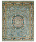 Hand Knotted traditional Kazak 8x10 Blue and Rust Traditional Armenian Rug | TRDCP134810 - The Rug Decor