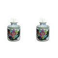Set of Two Tobacco Leaf Style Porcelain Tissue Holder