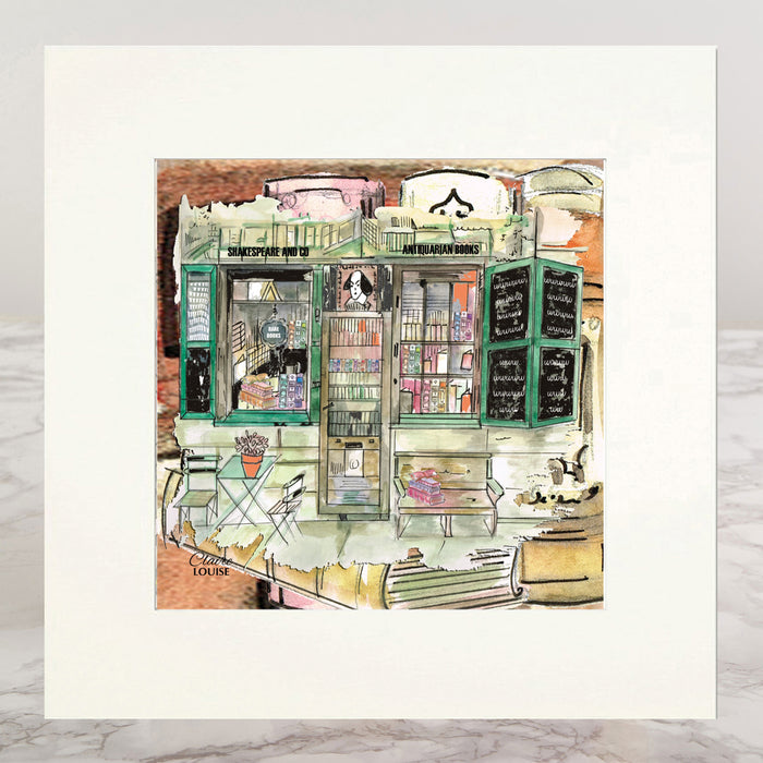 Shakespeare Bookshop Mounted Print