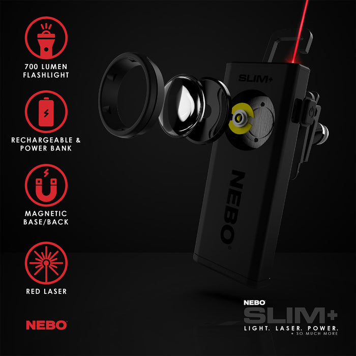 Slim+ Rechargeable Flashlight/Worklight/Laser Pointer/Powerbank