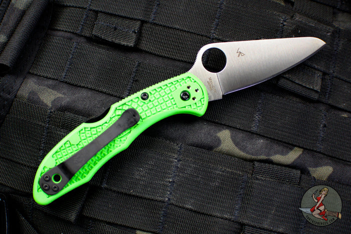 Spyderco Salt 2- Lockback- Green FRN Handle- LC200N Satin Flat Ground Blade C88FPGR2
