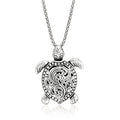 Sterling silver turtle pendant necklace with carved turtle charm on chain