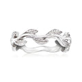 Sterling silver wavy leaf ring with openwork band and sculpted leaf details