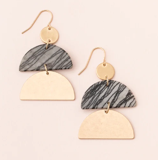 Stone Half Moon Earring