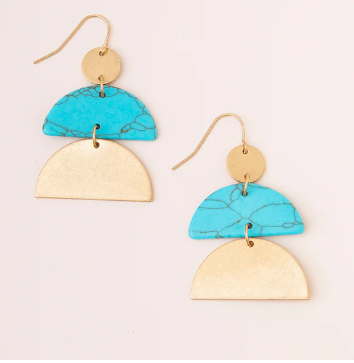 Stone Half Moon Earring