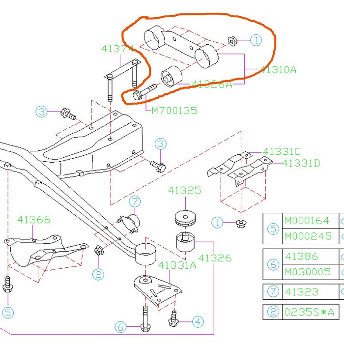 Subaru Differential Mount Bolt Kit 2002-2007 WRX/STI
