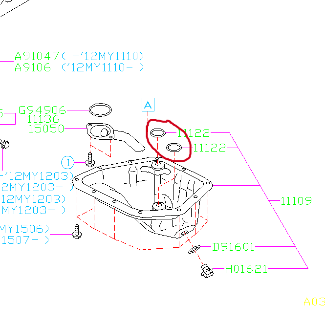 Subaru FA/FB Lower  Oil Pan Return Gaskets 2015-2021 WRX & 2014-2018 FXT
