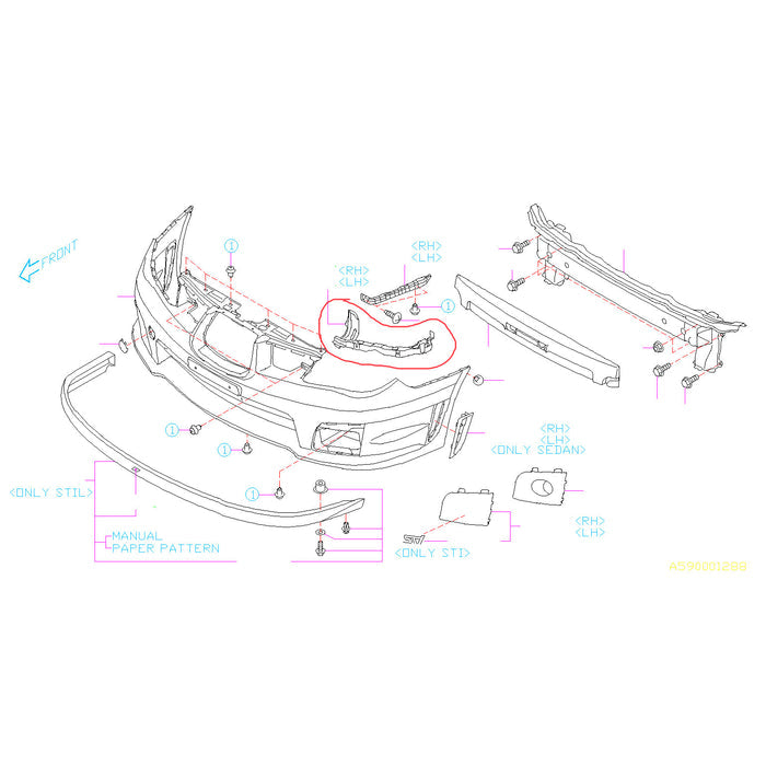 Subaru Front Bumper Corner Headlamp Bracket 2006-2007 WRX/STI