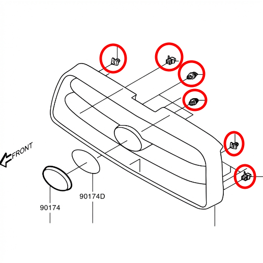 Subaru Front Grille Clips 2003-2005 Forester