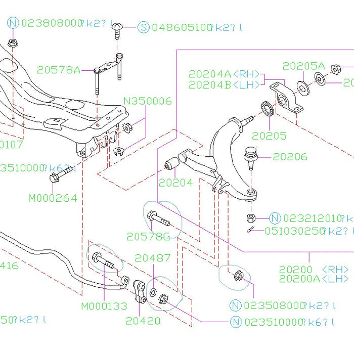 Subaru OEM Front End Link Hardware Kit 2002-2007 WRX Wagon