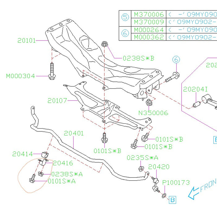 Subaru OEM Front Sway Bar Bushing Bracket 2008-2014 WRX/STI