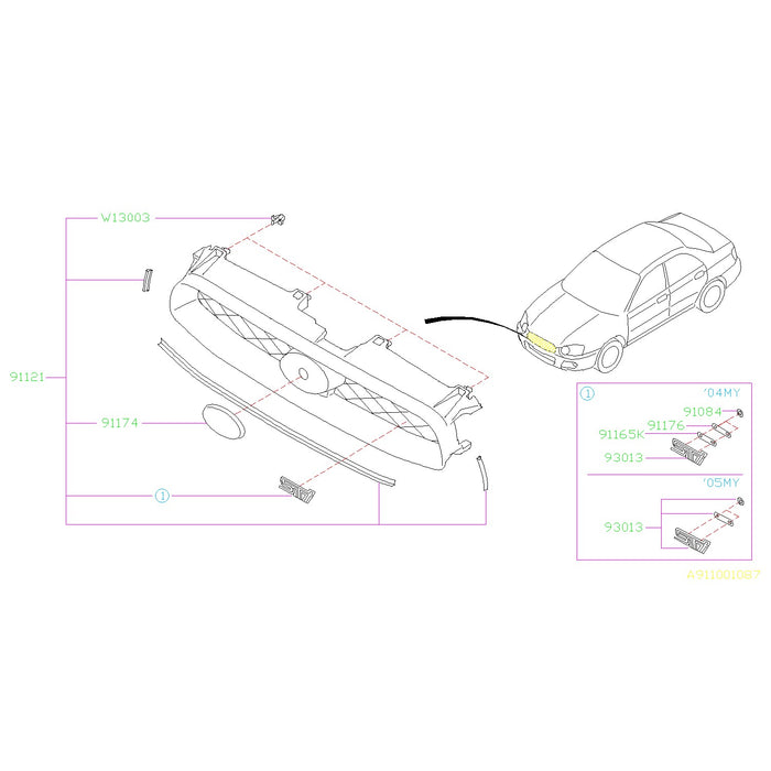 Subaru OEM Grille 2004-2005 WRX/STI