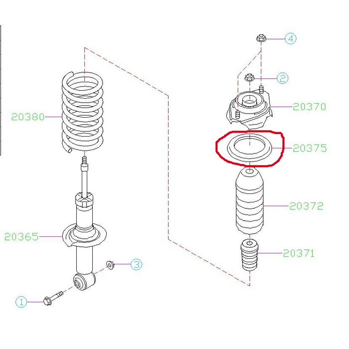 Subaru OEM Rear Upper Rubber Spring Seat 2008-2021 WRX/STI