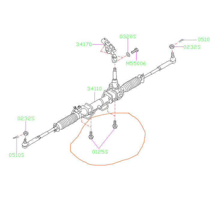 Subaru OEM Steering Rack Hardware 2002-2007 WRX/STI