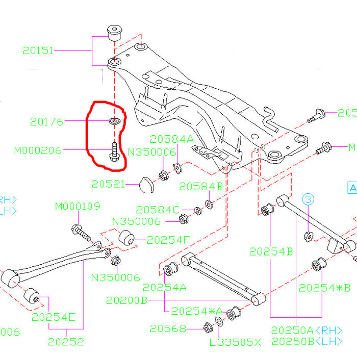 Subaru Rear Differential Hardware 2002-2007 WRX/STI 2004-2008 Forester