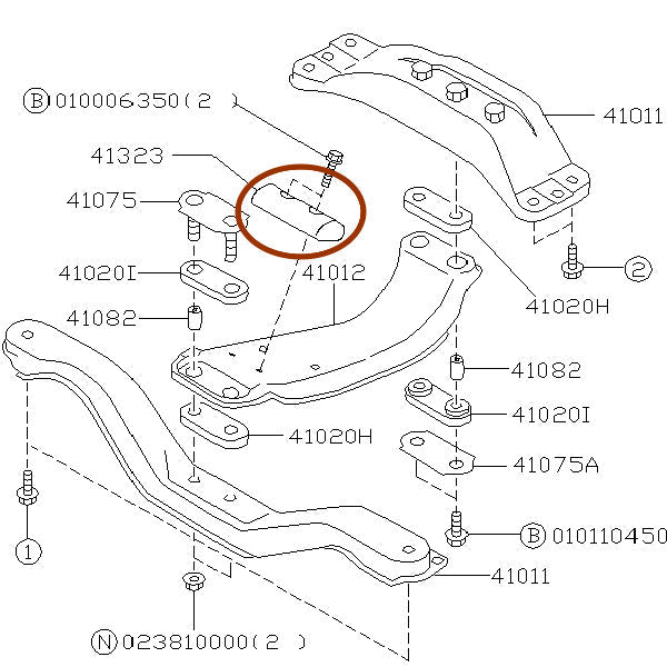 Subaru Transmission Subframe Crossmember Isolator/Damper 2002-2007 WRX/STI