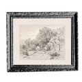 Summer Field Sketch | French Black Mould Framed Art 8x10