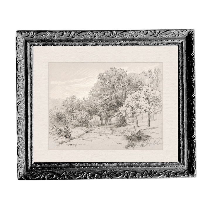 Summer Field Sketch | French Black Mould Framed Art 8x10