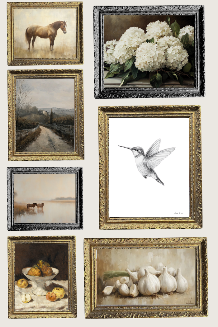 Summer Field Sketch | French Black Mould Framed Art 8x10