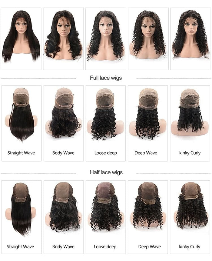Super Natural human hair kinky curly wig 130% density half lace wig
