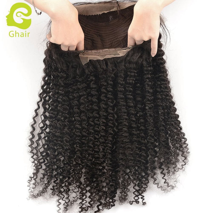 Super Natural human hair kinky curly wig 130% density half lace wig
