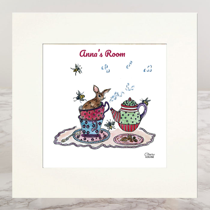 Tea Party Personalised Mounted Print