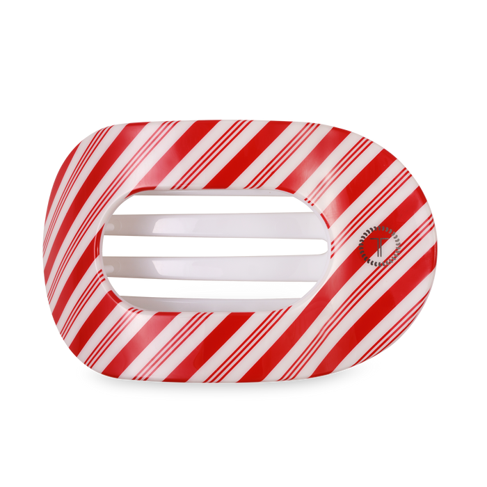TELETIES - Flat Round Hair Clip | Large | Candy Cane Crush