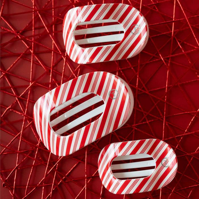 TELETIES - Flat Round Hair Clip | Large | Candy Cane Crush