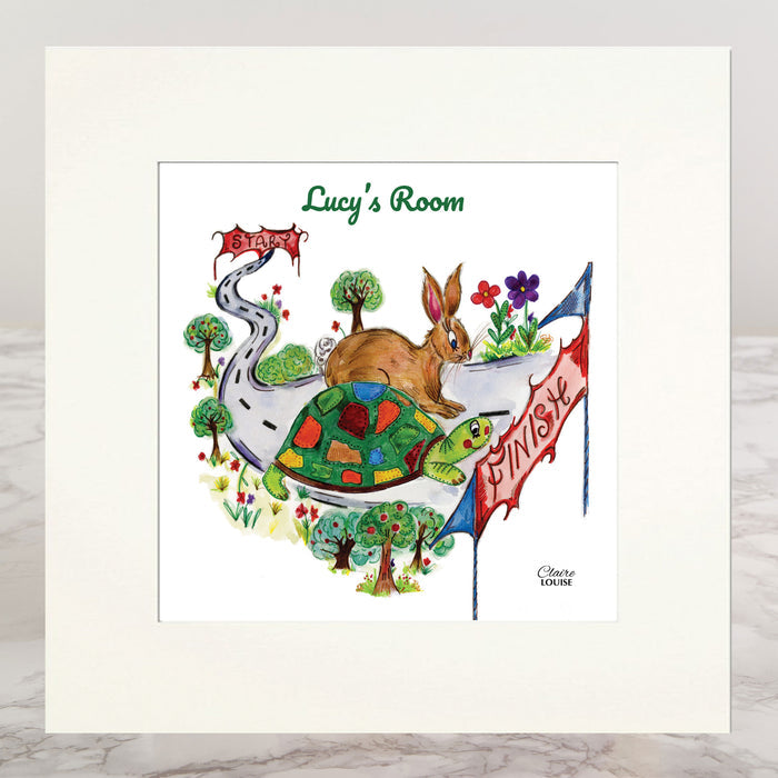 The Hare And The Tortoise Personalised Mounted Print