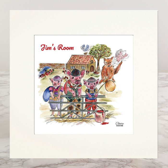 The Three Little Pigs Personalised Mounted Print