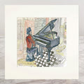 Tickle the Ivories In New York Mounted Print